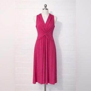 NWT! White House Black Market Outlet Midi Dress Twist Waist Carmine Pink